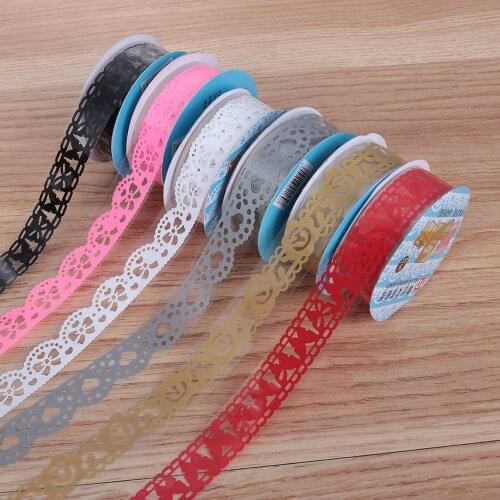 1Roll Bling Self Adhesive Flower Masking Tape Lace Roll Sticky Paper Sticker Album Decorative Ribbon DIY Scrapbooking Crafts