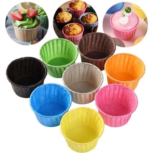 100pcs Muffins Cupcake Cup Paper Wrappers Baking Cups Cases Muffin Boxes Wedding Party Tray Cake Mold Decorating Tools