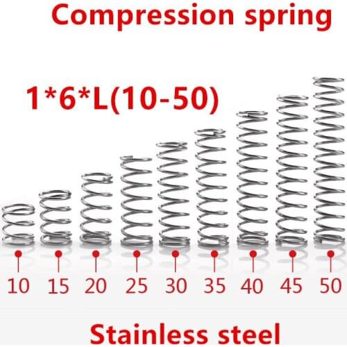 20pcs/lot 1*6*10/15/20/25/30/35/40/45/50mm spring 1mm stainless steel Micro small Compression spring
