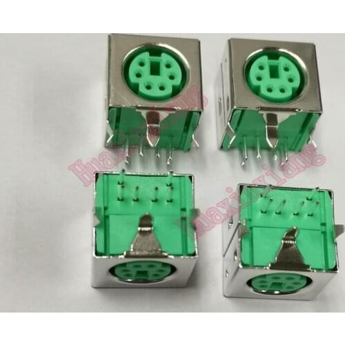 20PCS/Lot PS2 6P Female Plug/Jack/Socket Connector Green 6Pin for keyboard/mouse