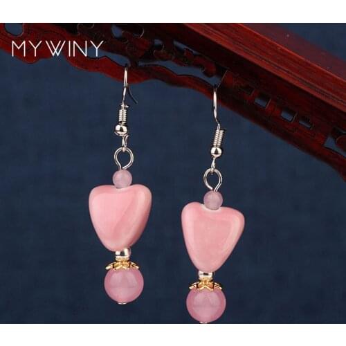6 colors MYWINY New ceramic beads earrings PINK ,fashion vintage ethnic earrings