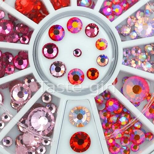 6 colors Mixed size 3D Nails Art Decorations Rhinestones hot wheel glitter DIY nail jewelry accessoires beauty manicure tools