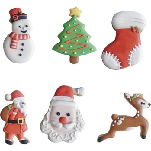 6 Pcs/Set Christmas Cookie Cutter Tools Reindeer Tree Snowman Sock Shape Stainless Steel Biscuit Mould Christmas Decorating Mold