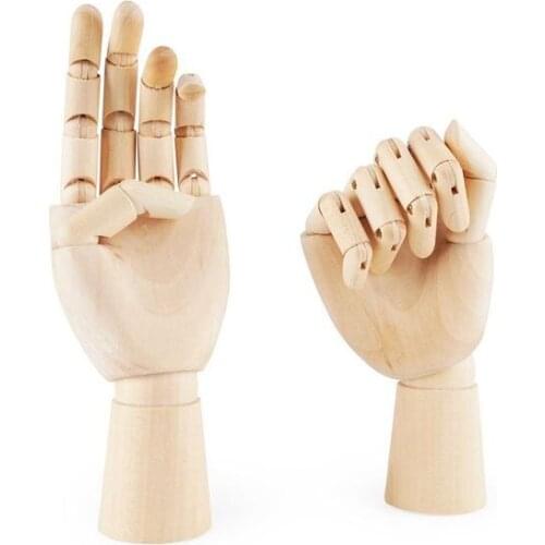 7inch Wooden Sectioned Opposable Articulated Left/Right Hand Figure Manikin Hand Model for Drawing, Sketching, Painting (Left+Ri