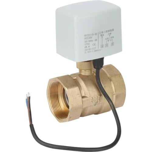 AC 220V DN50 2" Inch 2-WAY 3 Wire Brass Electric Brass Motorized Ball Valve PN16-PN20 8N.M 50/60HZ Copper Valve