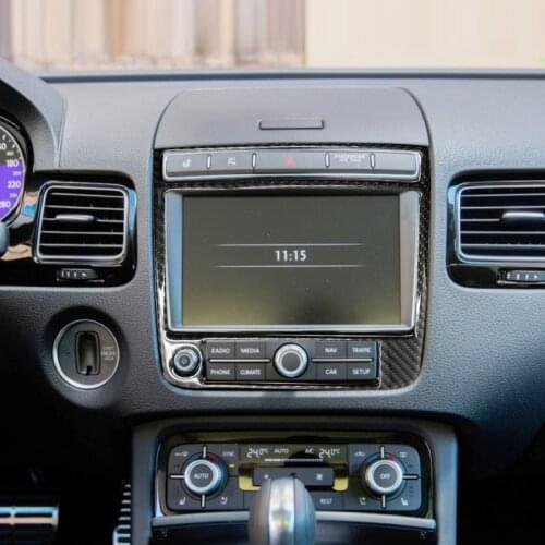 Carbon Fiber Car Accessories Center Control Navigation Panel Cover Trim For VW Touareg 2011 2012 2013 2014 2015 2016 2017 2018
