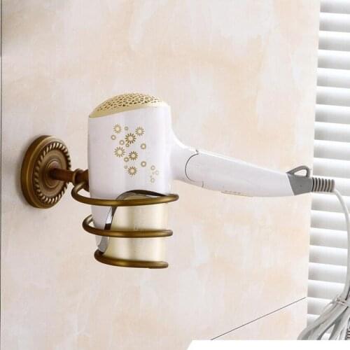 Antique Brushed Copper Hair Dryer Rack Novelty Households Rack Hair Blow Dryer Holder Wall Mounted Bathroom Shelves