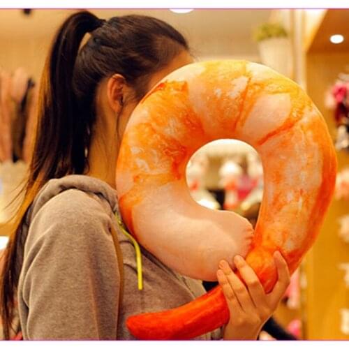 Free shipping 40cm Creative Plush Peeled Prawns Kids Toys For Children Stuffed Animals Plush Shrimp christmas Gift