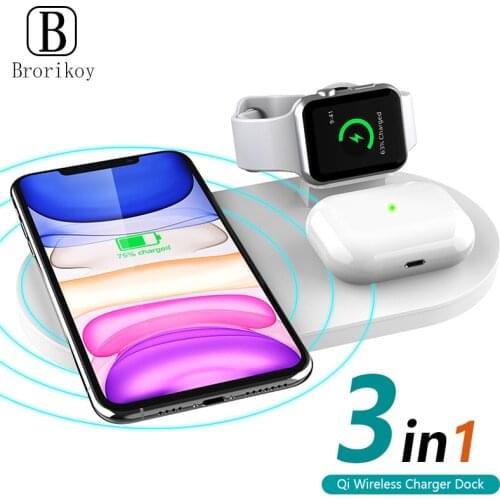 3in1 chargeur rapide sans fil support de quai pour iPhone 11 Pro Max Samsung iWatch 4 3 2 1 Airpods Station de charge sans fil