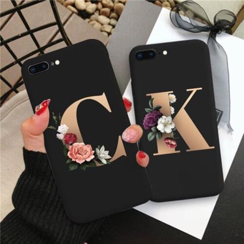 Alphabet Phone Case For Samsung Galaxy A50 A71 A51 S20 FE S21 Plus Ultra A21S A12 A50S A30S Flower Alphabet Phone Case Capa