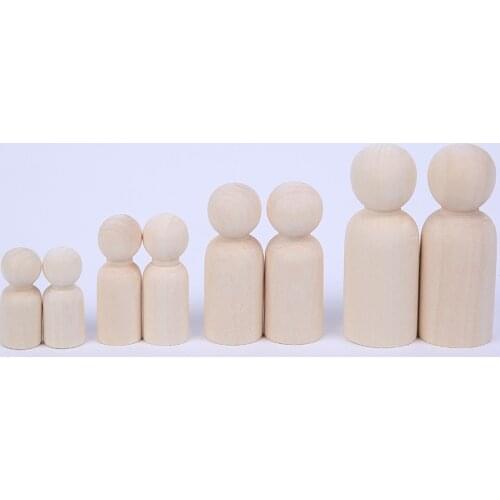 20pcs/lot DIY Natural Colror Wood Beads Boys Girls Shape Loose Wooden Beads Children Graffiti Wood Toys Size 35mm 43mm 53mm 65mm