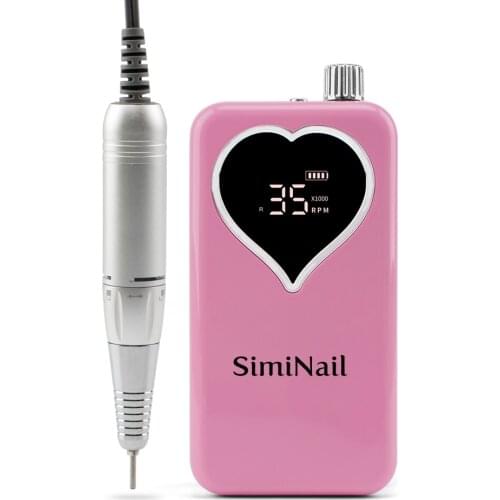 Heart Cordless Electric Nail Drill Machine 35000rpm Drill Set for Manicure Pedicure Rechargeable Battery Wireless