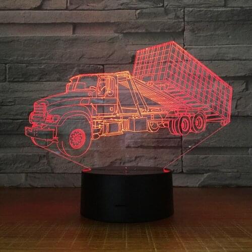 Container Trailer Truck 3D Stereo Lamp Bedroom Led Atmosphere Creative Bedside Table Light Fixtures Usb Night Light Kids Gift