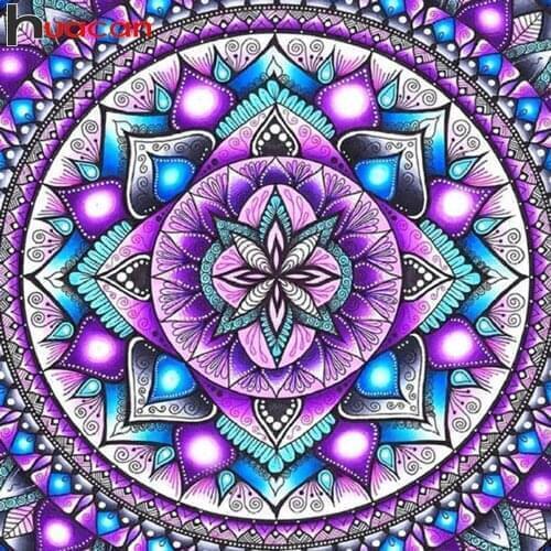 Huacan Diamond Painting New Square Rhinestones Mandala 5D Diamond Embroidery Mosaic Flower Paintings For Interior Home Decor