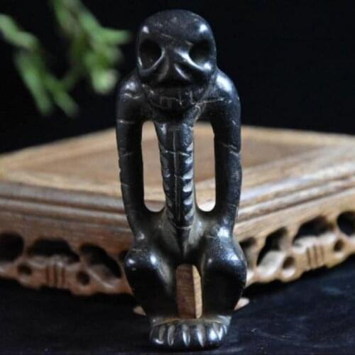 Hongshan culture archaize black iron meteorite sculpture skeleton statue