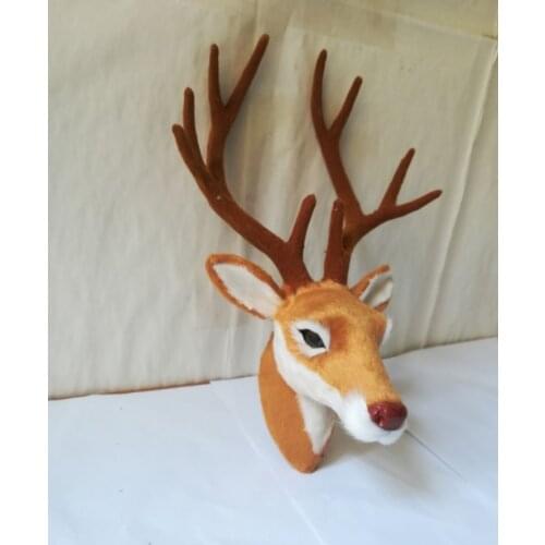 Simulation sika deer 's head about 27x18cm model polyethylene&faux furs wall pandent handicraft home decoration gift b0118