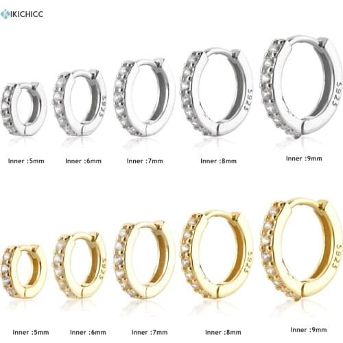 KIKICHICC 925 Sterling Silver Gold Clear Range 5mm to 9mm Clear Circle Hoops Circle Piercing Loops Luxury Jewelry Pendientes