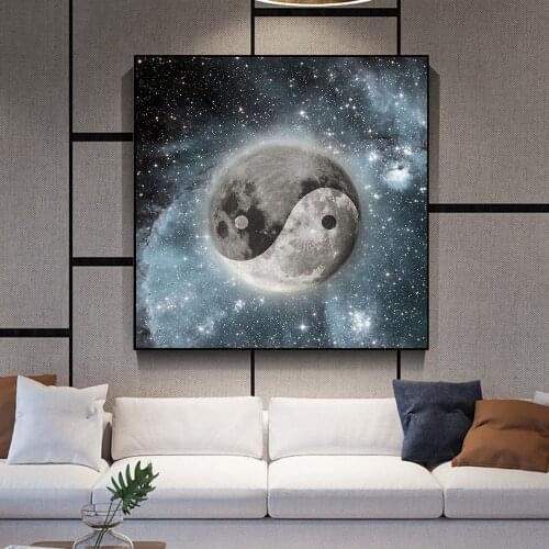 Chinese Tai Chi Bagua Picture Abstract Canvas Wall Art Starry Night Constellations Poster and Print Painting for Home Decoration