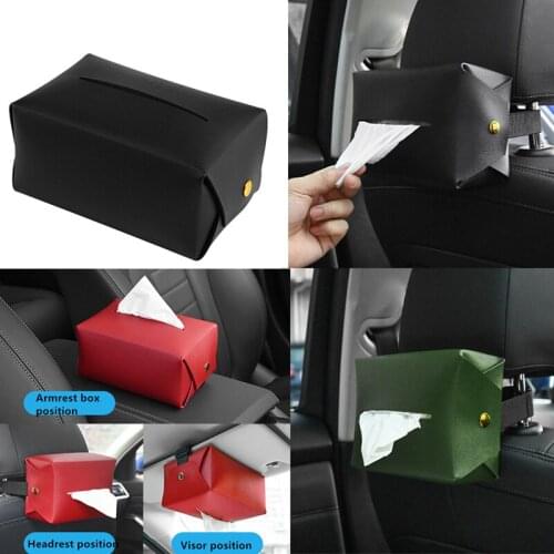 Leather Car Tissue Box Dirt Resistant Auto Armrest Box Tissue Organizer Bags for Automobile Interior Decoration Accessories