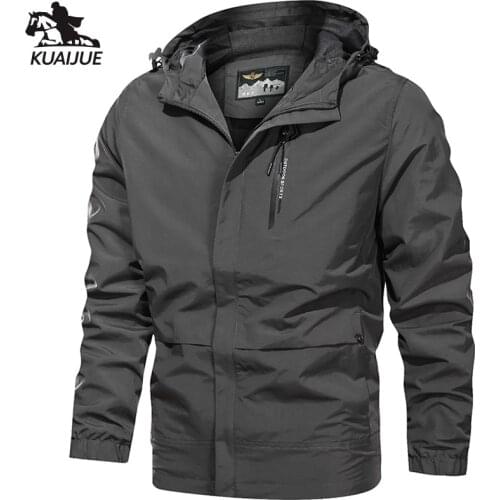 Jacket Men spring autumn New mens jacket Solid color Hooded windbreaker jackets Youth casual Thin section coat Mens coats M-4XL