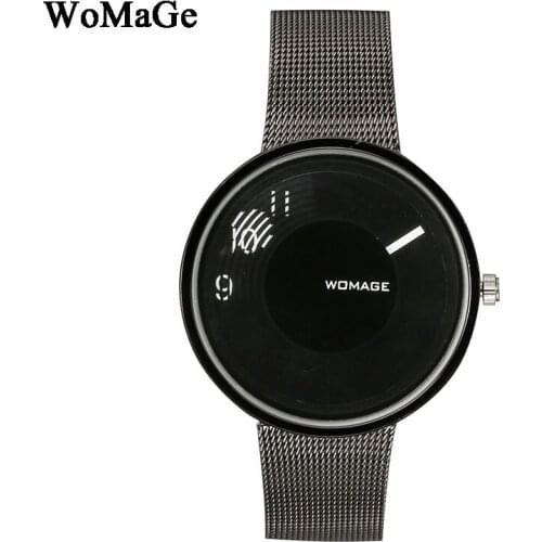 Fashion Top Luxury brand Watches men Stainless Steel Mesh strap Quartz watch Unique Turntable Dial Clock Women relogio masculino