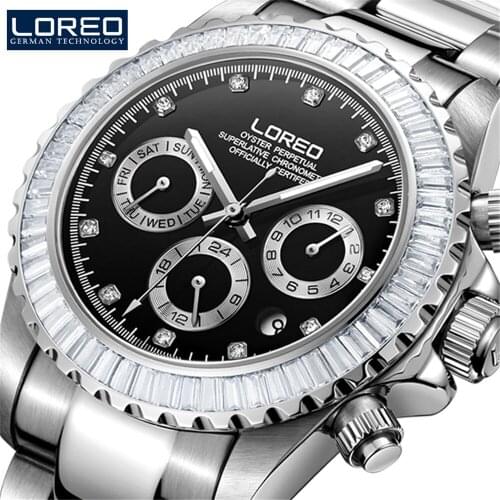 LOREO Mechanical Watches Mens Top Brand Luxury 316L Stainless Steel Watch Sapphire 200M Waterproof Mens Sport Wrist Watch Male