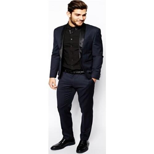 Navy Suits Men Slim Fits Social BlazerCostume Custom Made Casual Business Wedding Office Prom Men Blazers Tuxedos Jacket+Pants