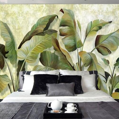 Custom Mural Wallpaper Southeast Asian Tropical Green Banana Leaf Photo Wall Bedroom Living Room Background Home Decor Wallpaper