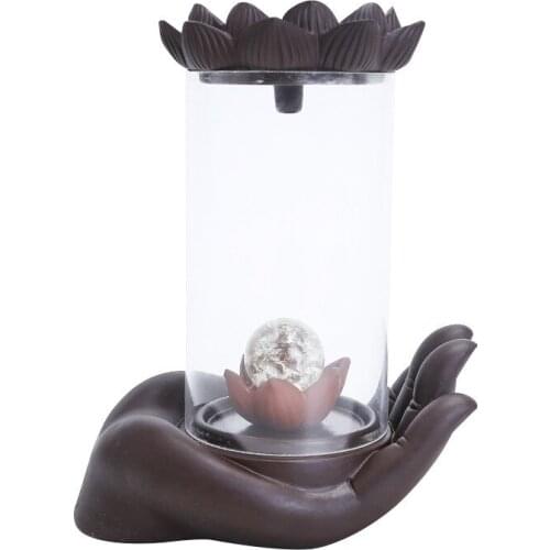 Monkey King Handicraft Windproof Backflow Lotus Incense Burner Led Ball Home office Tea House Decorate Ceramic Incense Fountain