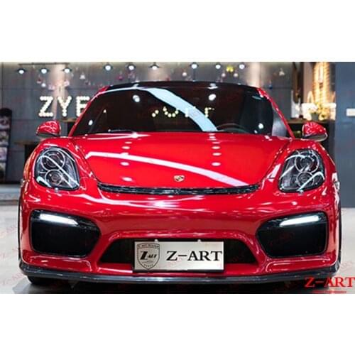 Z-ART GT front bumper for Porsche Boxster Cayman 2013-2015 face lift bumper+carbon fiber front lip for Porsche 981 front bumper