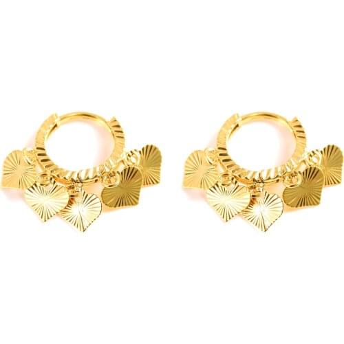 Fine Gold GF 5 Heart drop Earrings Women/Girl,Love Trendy fashion Jewelry African/Arab/Middle Eastern kids children best gift