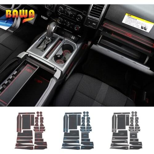 BAWA Rubber Car Cup Mat Anti Non Slip Gate Slot Pad Mats Interior Decoration For Ford F150 2015 Up Car Styling