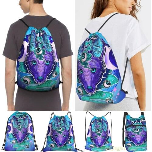 Jackal Eyes Men Purpose Drawstring Backpack Bags Women Outdoor Travel Backpacks Gym Training Swimming Fitness Bag