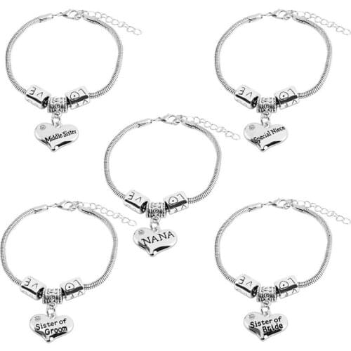 Engraved Letter MIDDLE LITTLE BIG SISTER NANA MOMMY Father of the Groom Birthday Heart Pendant Necklace Jewelry Gifts For Family