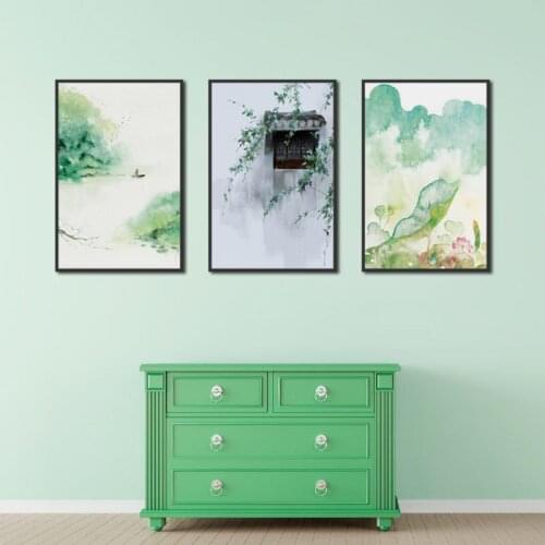 Modern Natural Light And Elegant Light Green Lotus Artistic Conception Landscape Painting Living Room Bedroom Decoration Paintin