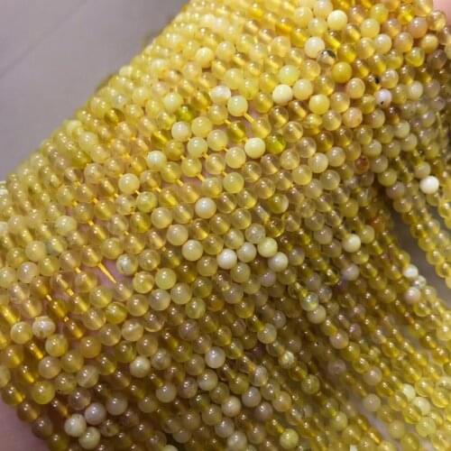 Loose beads ROUND smooth Gradient Yellow Opal 3-4mm for DIY wholesale 14" FPPJ gemstone
