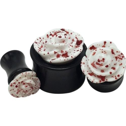 Pair Fashion Ear Tunnels Ear Plug Romantic Rose Saddle Expanders 8mm-20mm Acrylic Body Piercing Jewelry For Men Women 16060402