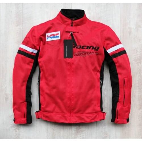 3 colors Motorcycle Anti-fall Summer Mesh Riding Windproof Jacket for Honda Travel with 5 Protector/Armor Detachable Liner Red