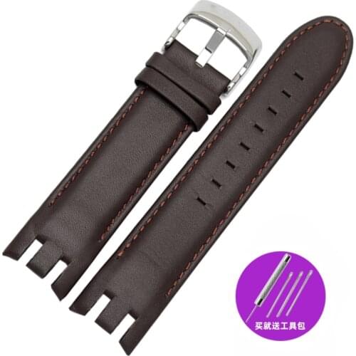 High quality 21mm genuine leather strap for Swatch YRS403 401 402G 412 418 406G watchband soft and comfortable Bracelet