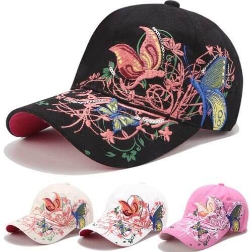 TOTRUST Floral Embroidery Cap Women 2019 Fashion Visor Hat For Women Fitted Baseball Cap Black Adjustable Casual Casquette