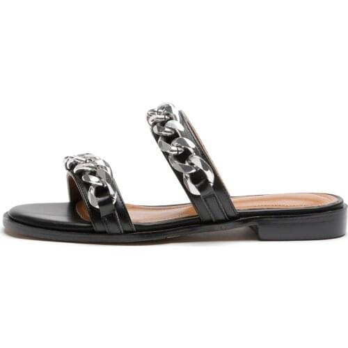 Carole Levy 2019 Hot Selling summer new large size fashion ladies slippers metal decorative slippers