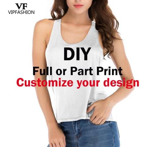 VIP FASHION DIY Custom Women Summer Vest Top Customize Pattern U-Neck Sleeveless Tops sleeveless Tee Tank Top