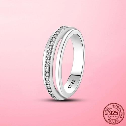 Lucky Finger Rings Real 925 Sterling Silver Triple Band Pave Ring Female Ring for Women Wedding Engagement Fine Jewelry Gift