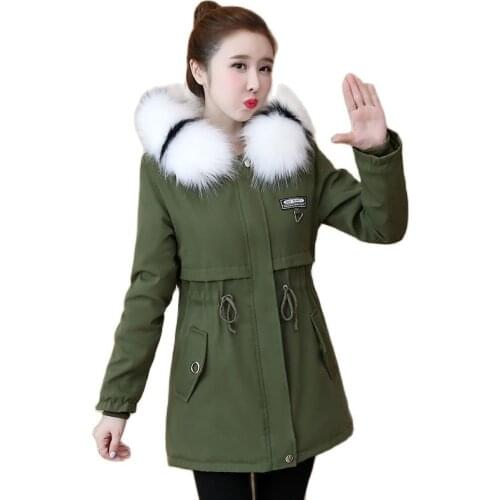 Women Winter Coat Jacket 2021 New Female Plus Velvet Thickening Keep Warm Jackets Mid-length Big Fur Collar Parkas Women Coat