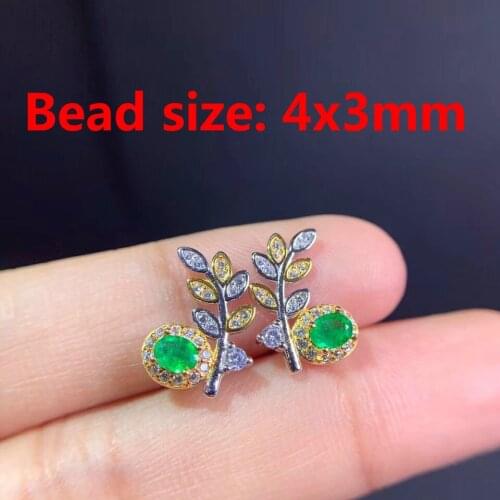 1Pc Natural Colombian Emerald Stud eardrop 925 Silver Fashion Gem Ring Crystal Healing Stone Gift For Ladies Christmas
