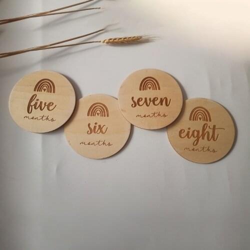 14 Pcs Newborn Milestone Blocks Wooden Commemorative Baby Birth Monthly Recording Cards Infant Photography Props