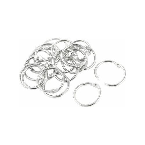 20 Pcs Scrapbooking Metal 3cm OD Loose Leaf Binder Ring Keychain