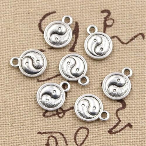 30pcs Charms Tai Chi Yin Yang 13x10mm Antique Silver Color Plated Pendants Making DIY Handmade Tibetan Silver Color Jewelry