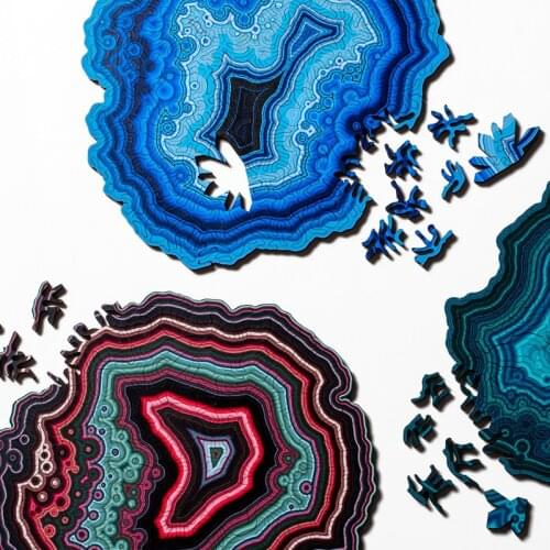 3D Jigsaw Puzzle Irregular Annual Ring Wood Agate Pattern Expert Super Hard Level Temper Patience