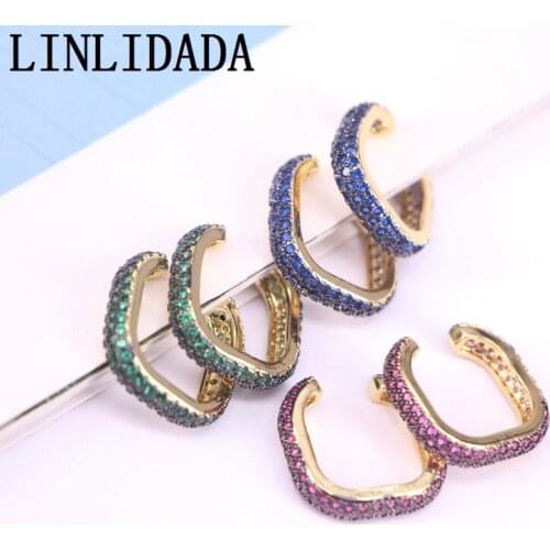 4Pair, Gold Metal Micro Pave CZ Ear Cuff,Simple Ear Cuff no Piercing,Cartilage Cuff,Cuff Earring